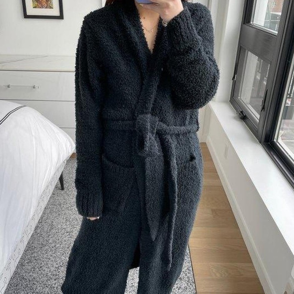 Skims cozy knit black robe